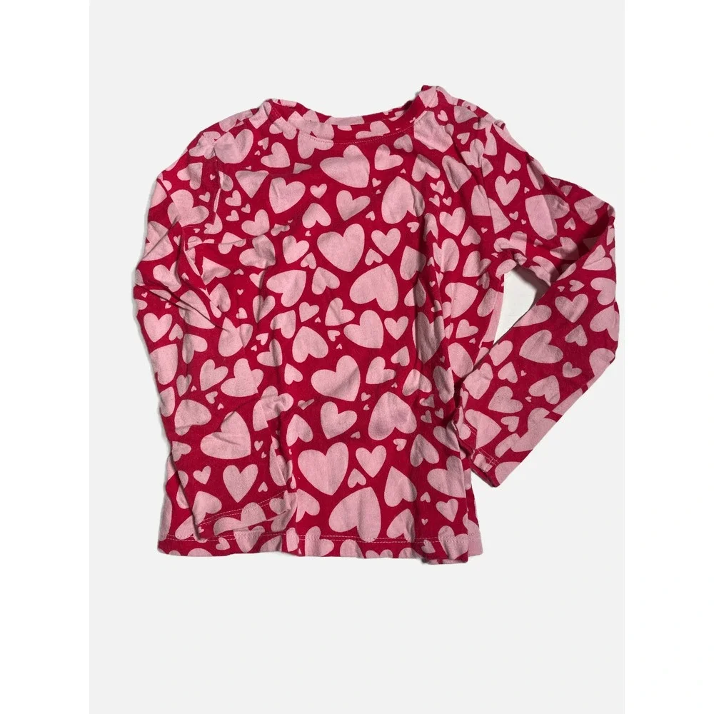Old Navy Long Sleeve Graphic Tee Kids 5T Red Pink Heart Ballerina Set Lot of 2